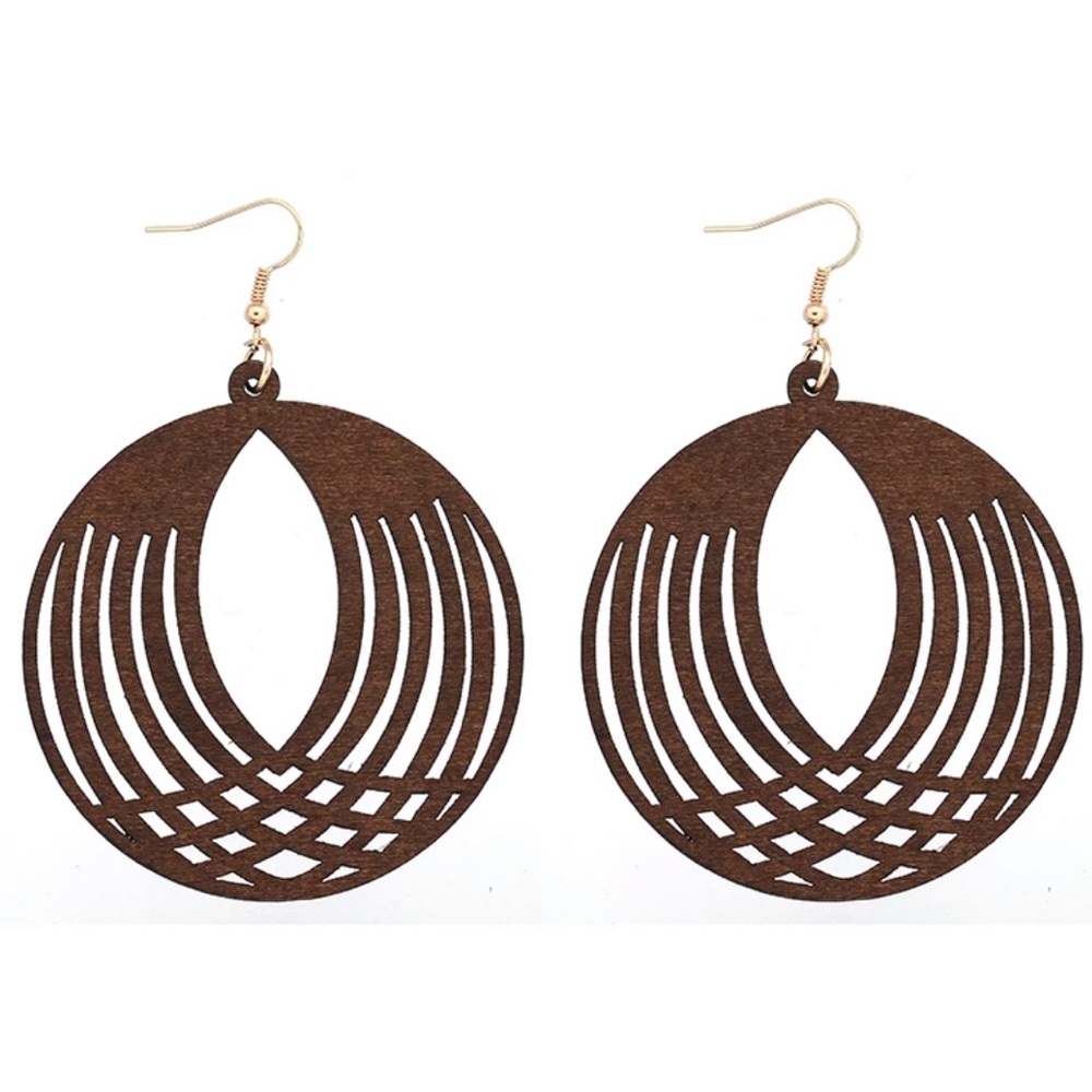 Beautiful Wooden Pendant Earrings - Picture 2 of 4